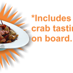 Includes gourmet crab tasting cooked on board.