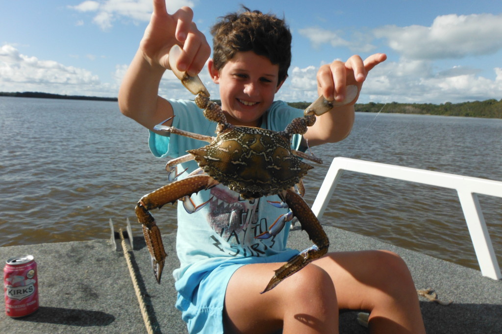 Ollie from Sydney with a nice Sand Crab!
